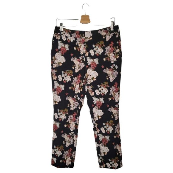 Cynthia Rowley Black Floral Pants Size 6 - Picture 1 of 4